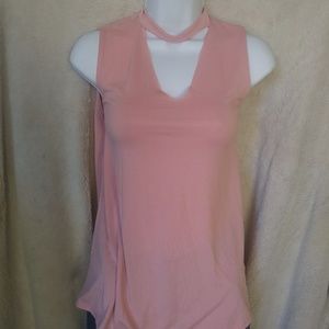 Pink lightly distressed tank